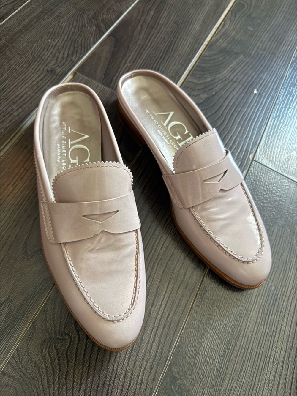 AGL Blush Patent Leather Penny Loafer Mules 9